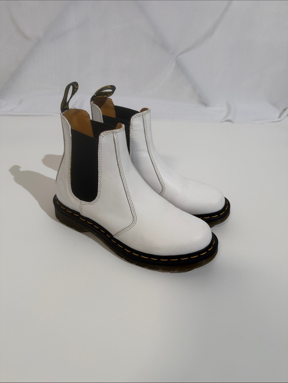 Dr. Martens Boots  Size 8 White Slip On Rubber Sole Air Wair  Bouncing Soles
